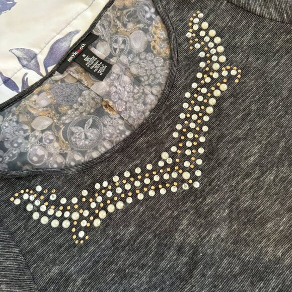 🔥 4 for $20 DEAL 🔥 Style & Co. Women’s Embellished Gray Top Size M - Picture 3 of 6